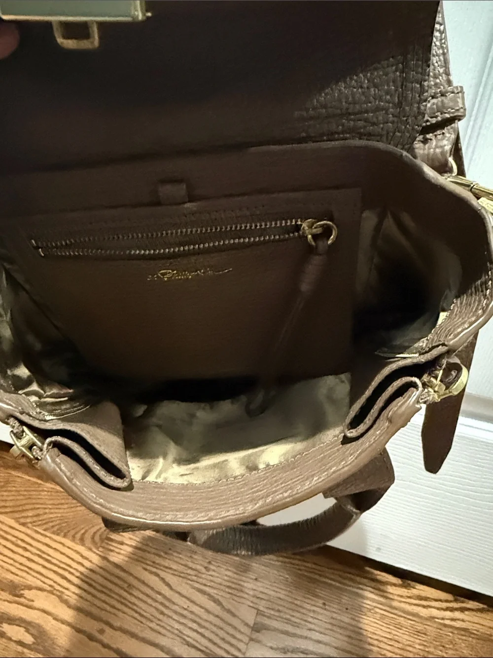 3.1 Phillip Lim Brown Leather Satchel with Gold Hardware